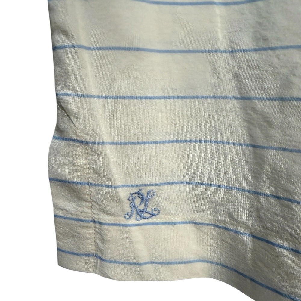 Ralph Lauren Womens Silk Top 6 Ivory Pinstripe Striped Nautical Coastal‎ - Picture 5 of 7